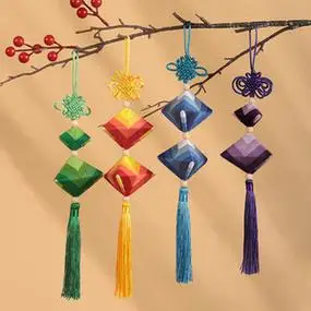 端午节儿童手工diy折纸缠线中国结挂饰祈愿香囊香包艾草驱蚊材料