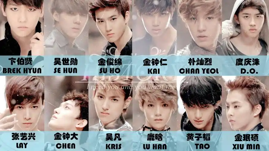 exo每个人的照片【照片上标注出名字,中文】