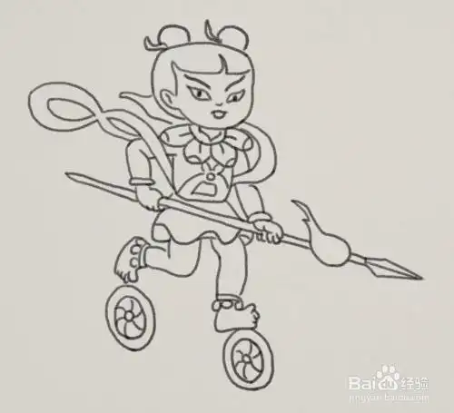 踩风火轮的哪吒怎么画