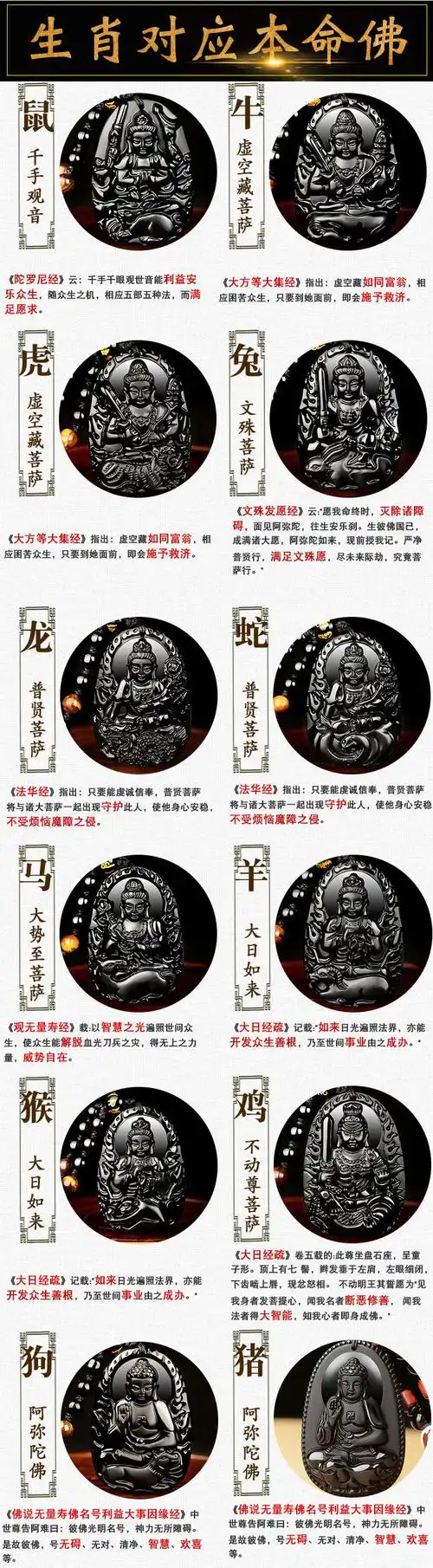 本命佛守护神项链 男女大日如来水晶饰品 生肖龙普贤菩萨x15897n5