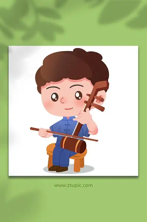 手绘二胡玩乐器人物元素插画小朋友卡通幼儿园招生海报立即下载卡通小