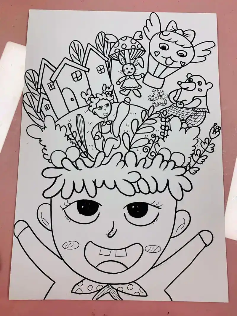 儿童画创意美术《脑袋里的奇思妙想》 学习目标: 1,通过情感共鸣,激发