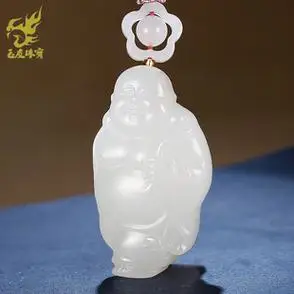 和田玉羊脂白玉弥勒佛吊坠女款玉坠佛公挂件大肚佛笑佛玉友新款