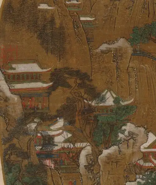 隋唐五代李思训传京畿瑞雪图纨扇故宫京畿瑞雪图纨扇