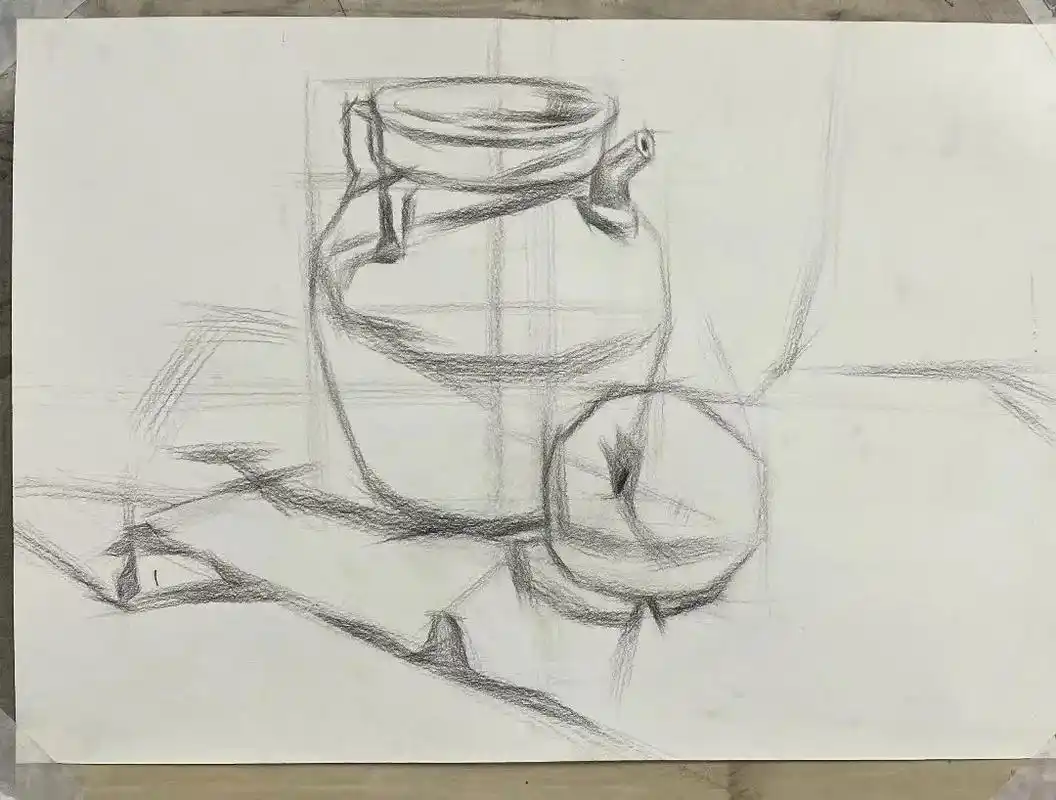 简单的素描静物组合.巩固基础,步步为赢#素描静物 #美术生