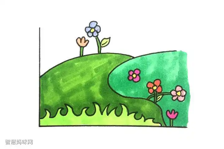 漂亮的草地风景怎么画