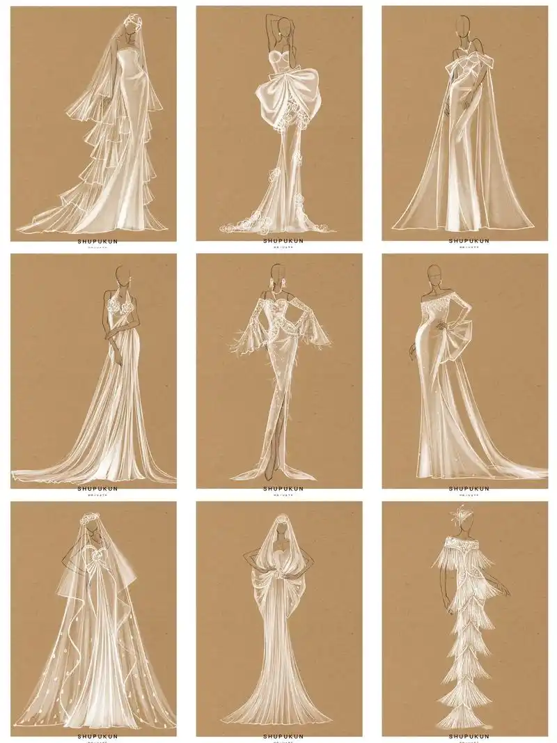 不一样的婚纱礼服,你喜欢哪一套?#服装设计 #服装设计师 #