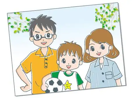 a smiling family of three people