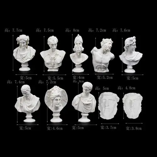 树脂石膏像迷你小素描头像模型美术人头摆件人物石膏人像雕像装饰