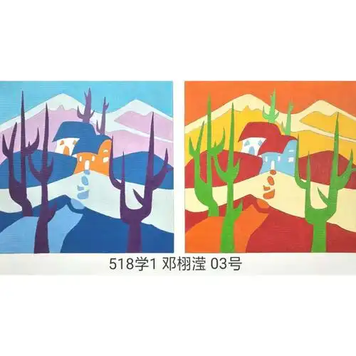 优秀作业:518学前教育专业:色彩构成——冷暖对比