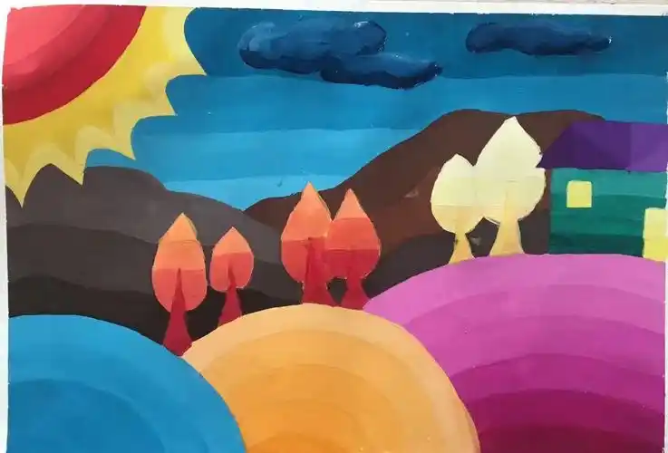 阳光少儿美术集体作业汇报展示:(提高班,中级班色彩构成课堂)