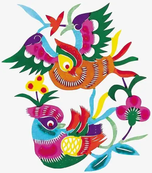 关键词  中国风民间工艺传统剪纸图案彩色小鸟喜庆