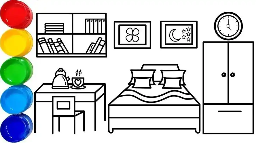儿童简笔画可爱漂亮卧室