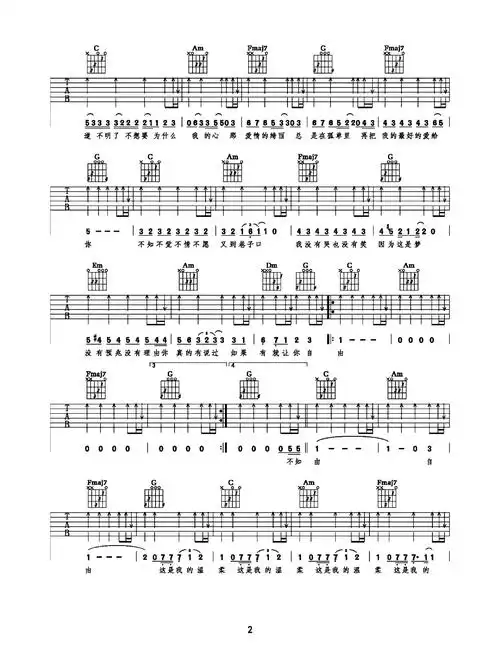 五月天温柔吉他谱温柔c调原版吉他演示教学