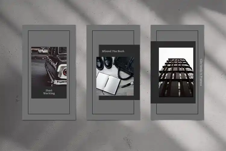 优雅灰色主题instagram帖子故事社交贴图素材athloneinstagrampostand