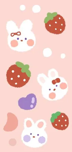 粉色可爱小兔叽萌趣手绘手机壁纸