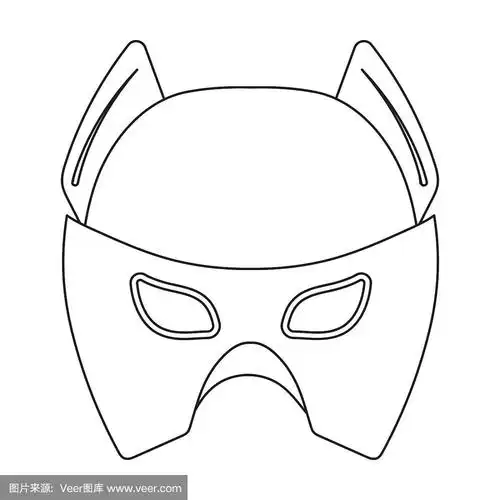 完整的头部面具图标在轮廓风格孤立在白色背景.