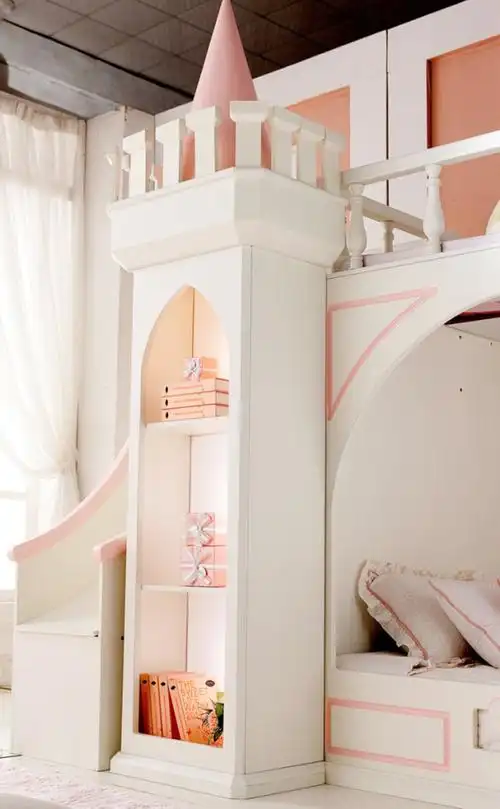 纯松木公主城堡床城堡房梯柜床 儿童上下铺床 厂家加工定制批发图片