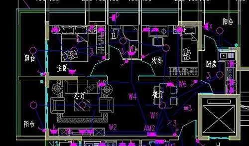 求一居民室内照明线路的设计图纸,几室几厅的都行