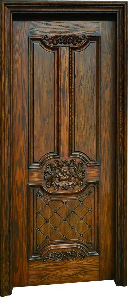 定制入户门室内门 原木实木 红橡胡桃樱桃花梨水曲柳 双开 半封闭