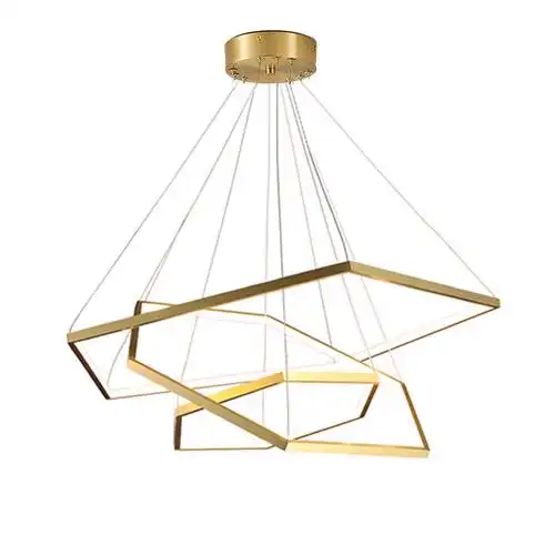 后现代设计师轻奢奢意式极别墅中空几何造型简约客厅吊灯