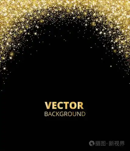 落在黑色背景上的金色灰尘.矢量金拱装饰