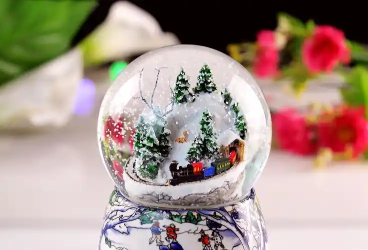 圣诞礼物下雪屋雪花水晶球音乐盒八音盒节日陶瓷树脂创意工艺礼品