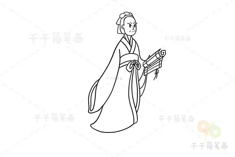 西汉史学家司马迁简笔画