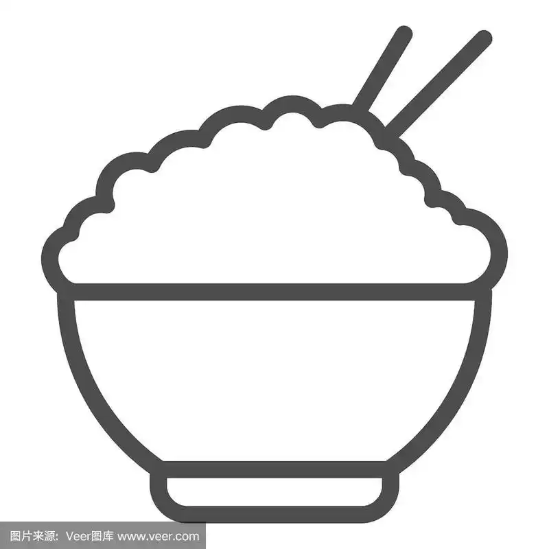 米饭行图标.中国食物大米插图孤立在白色.