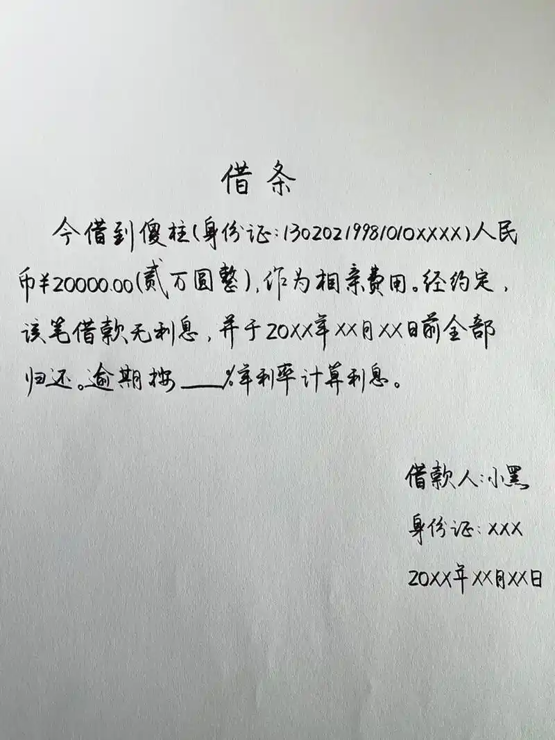 借条的标准写法,借条模板.