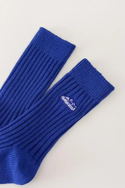 human made袜子男女中筒刺绣雪山纯棉加厚运动粗线堆堆长袜ins潮