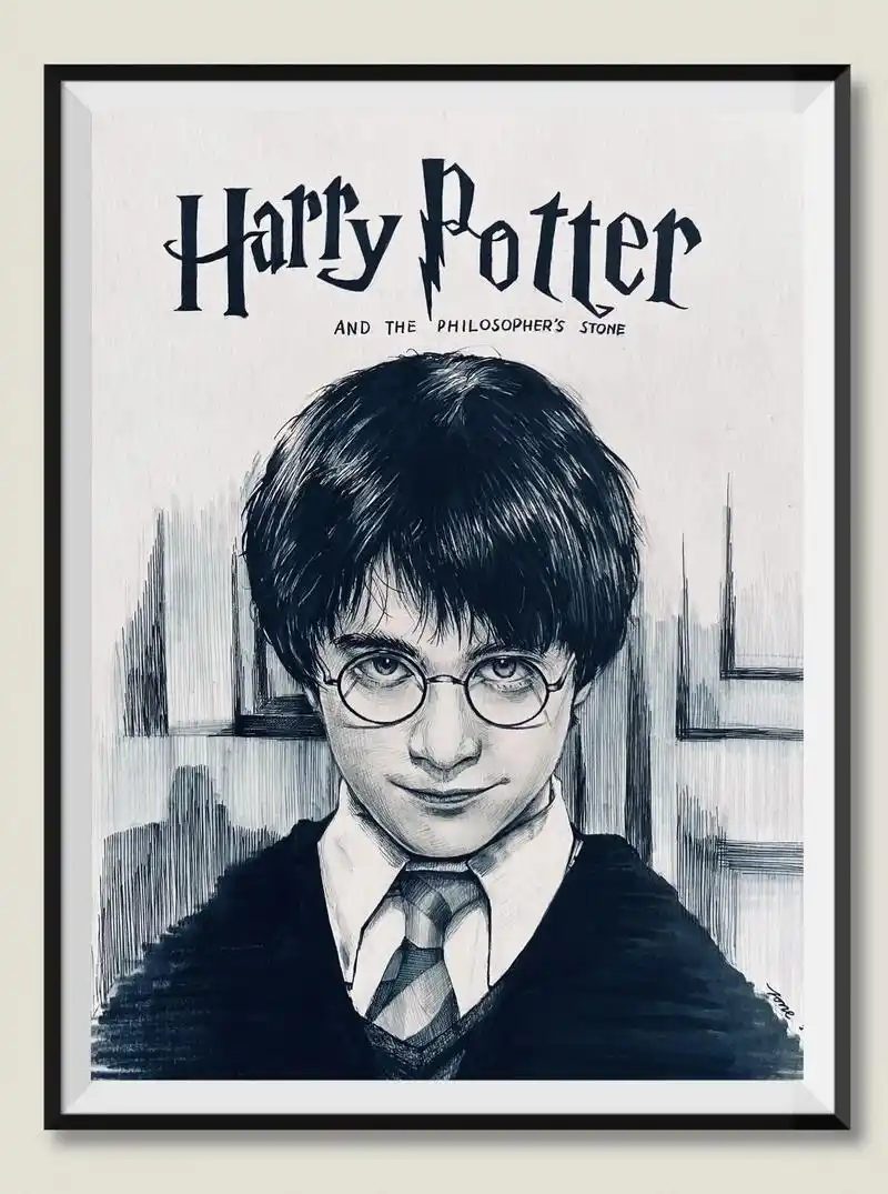 第一次用针管笔尝试写实.#针管笔手绘 #黑白画风#哈利波特# - 抖音