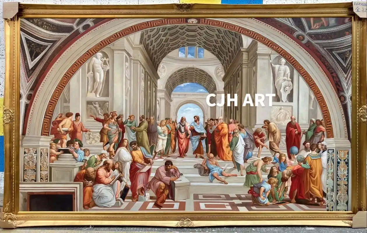 手绘油画定制/临摹一幅《雅典学院》《雅典学院》是意大利画家拉 - 抖