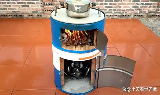 真的太不可思议了,农村小伙子竟然用废弃的油桶,制作了一个独特的柴火