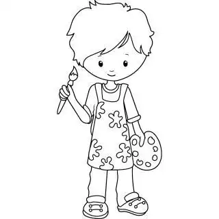 小画家男孩简笔画