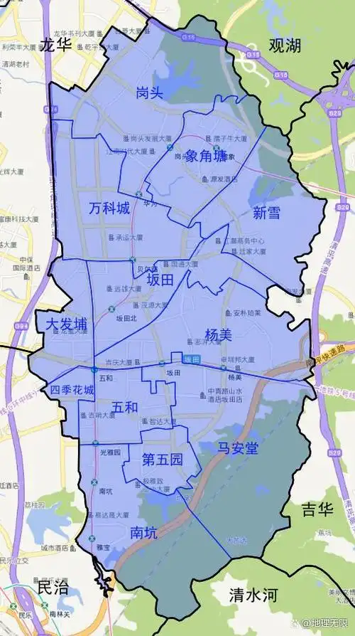 深圳市龙岗区坂田街道社区分布地图