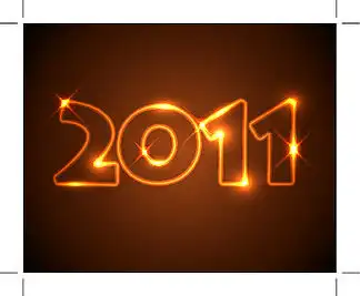 新年贺卡 2011-金色/橙色霓虹灯数字