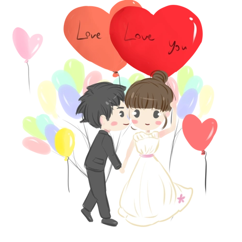 手绘卡通可爱浪漫婚礼图片