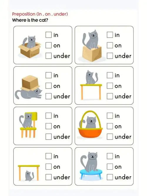 小学语法方位介词inonunder的用法