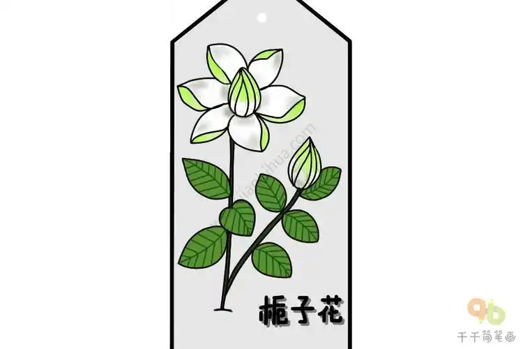 栀子花书签简笔画