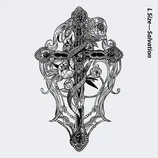 十字架与蛇复古花纹防水持久 花臂系列纹身贴 救赎 neuf弗