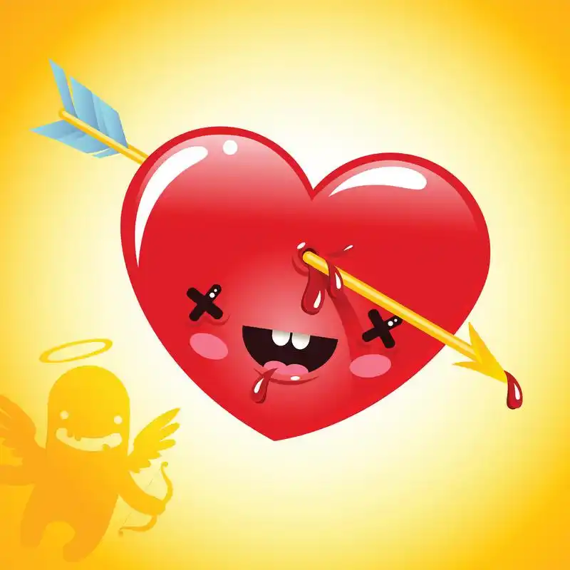 一颗可爱的心,被箭刺穿的插图