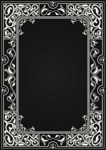 白色,洋葱花,边框,黑色背景,古董插画素材_id:105835229