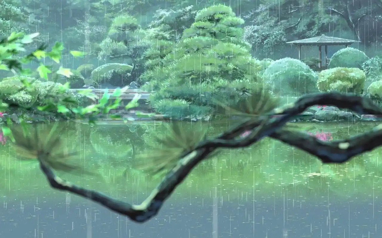 治愈系动漫《言叶之庭》绿色护眼电脑桌面壁纸第一辑