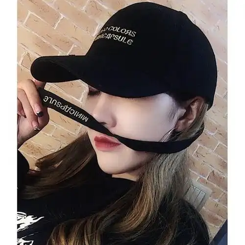 鸭舌帽带铁环长带帽子女韩版潮鸭舌帽网红棒球帽铁环男潮流霸气学生