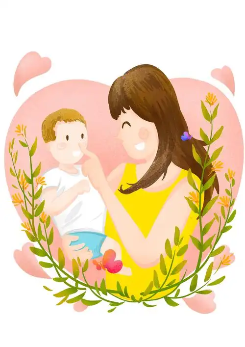 温馨简约插画母亲与孩子