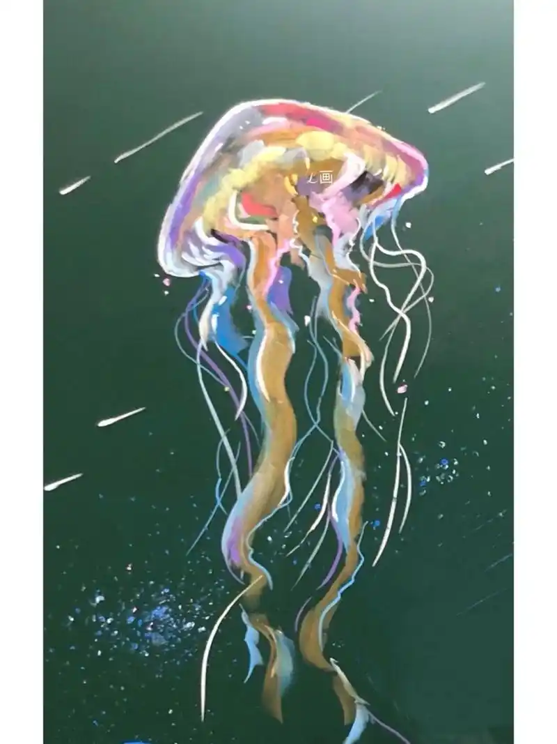 粉笔画一黑板报插图 水母(附教程)         9215止搬运,临摹93