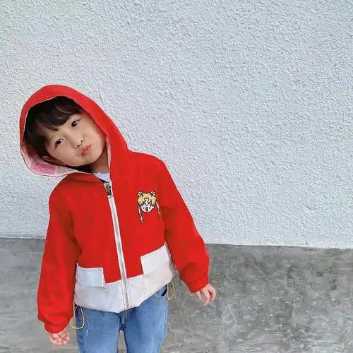 ml双面穿儿童春秋外套2021年新款宝宝洋气拉链衫男童女童卡通风衣