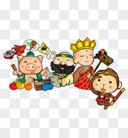 唐僧pngpsd手绘卡通西天取经的师徒四人免抠元素pngpsd卡通西游记系统