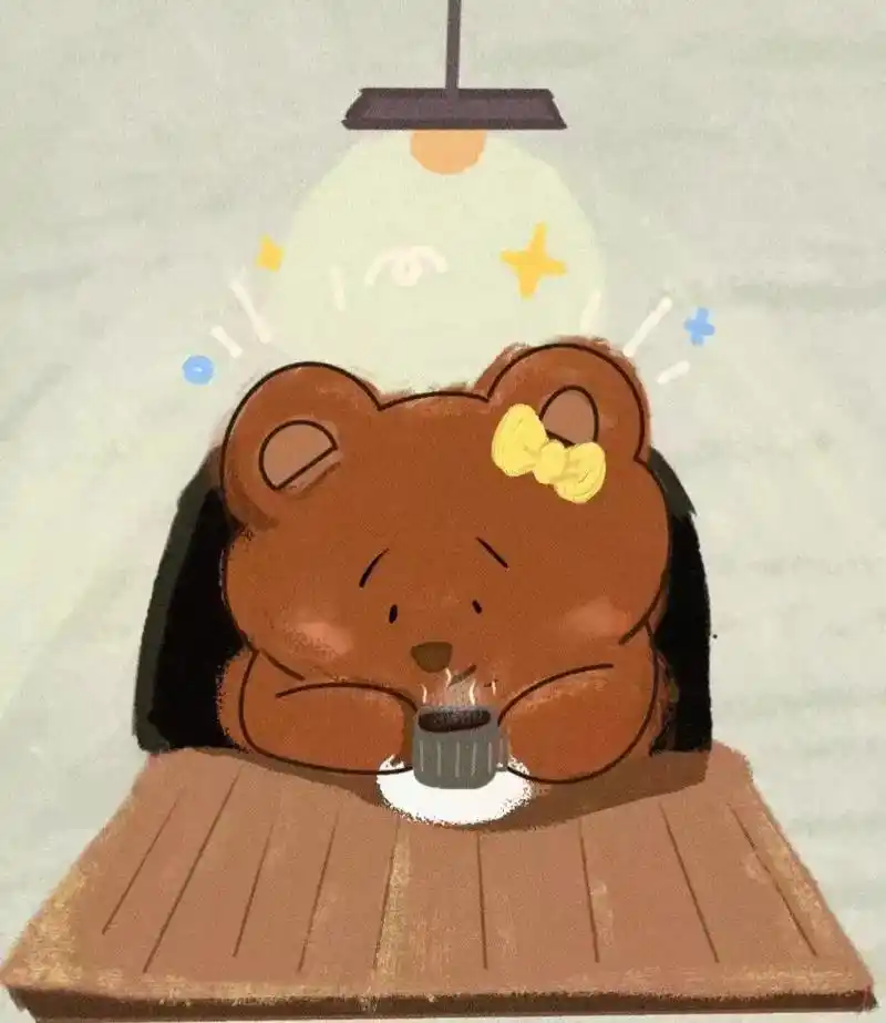 秋日疗伤小熊.小熊也有自己的伤心事  所以它热了一杯咖啡   - 抖音